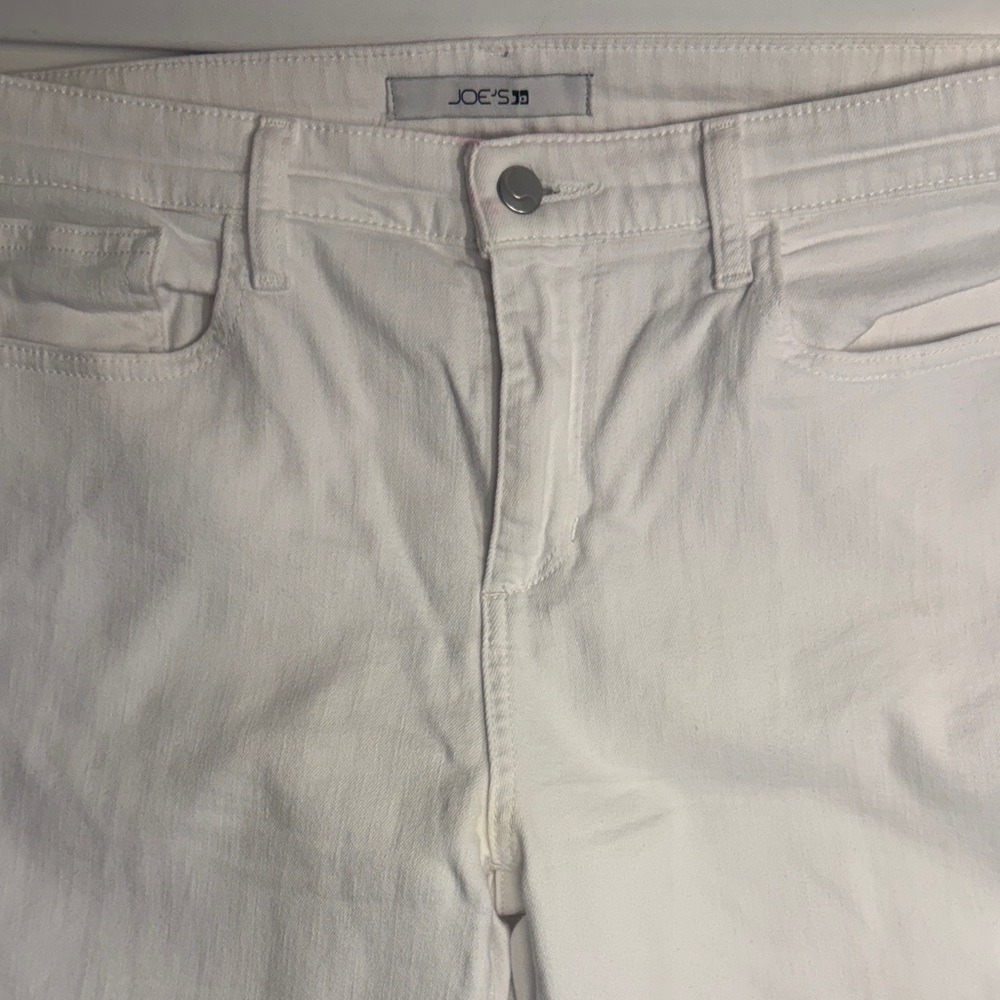 Joes Jeans Womens 32 White Mid Rise Skinny Frayed Raw Hem Jeans - Picture 3 of 6